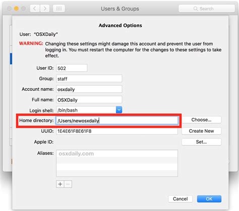 Click the New <b>Account</b> pop-up menu, then choose a type of user. . Your account does not have a valid home directory mac